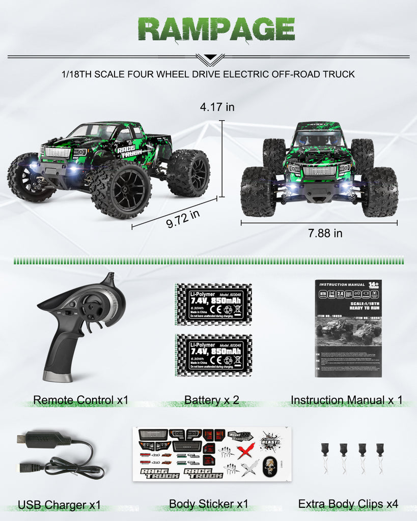 thumbnail image 2 of HAIBOXING 1:18 Scale 18859 4WD RC Truck – 36 KPH High Speed – Ready-to-Run – Orange 2 of 5